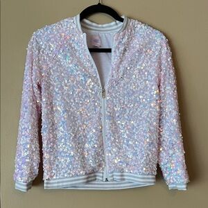More Than Magic Sequin iridescent Jacket - Pink and White